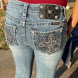 Miss Me Women's Light Blue Boot Cut Jeans with Embellishments